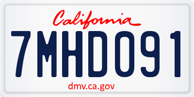 CA license plate 7MHD091