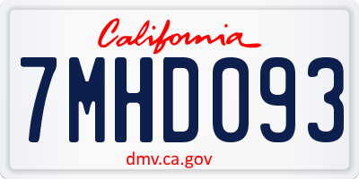CA license plate 7MHD093