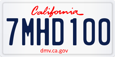 CA license plate 7MHD100
