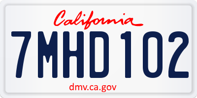 CA license plate 7MHD102
