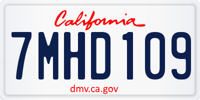 CA license plate 7MHD109