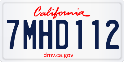 CA license plate 7MHD112