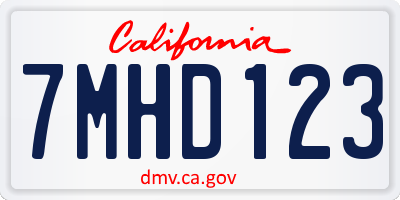 CA license plate 7MHD123