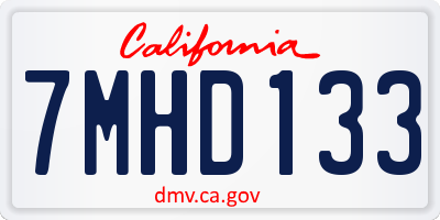 CA license plate 7MHD133