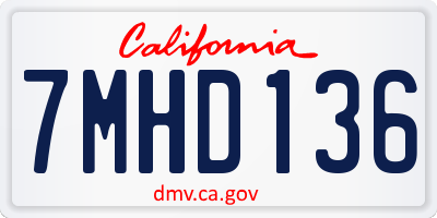 CA license plate 7MHD136