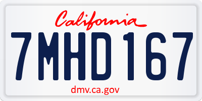 CA license plate 7MHD167