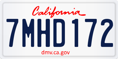 CA license plate 7MHD172