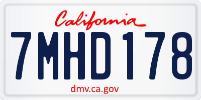 CA license plate 7MHD178