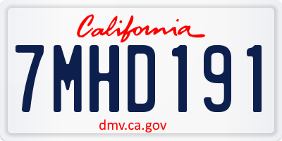 CA license plate 7MHD191