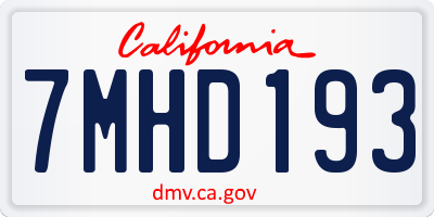 CA license plate 7MHD193