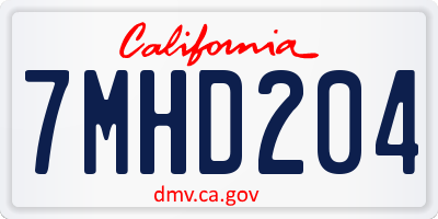 CA license plate 7MHD204