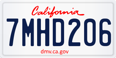 CA license plate 7MHD206