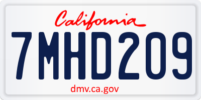 CA license plate 7MHD209