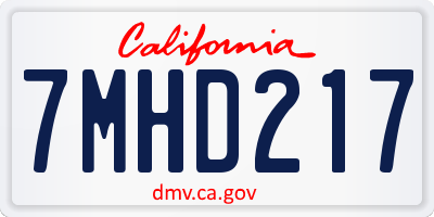 CA license plate 7MHD217
