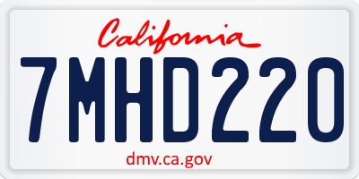 CA license plate 7MHD220