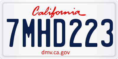 CA license plate 7MHD223