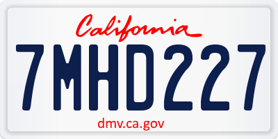 CA license plate 7MHD227
