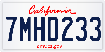 CA license plate 7MHD233
