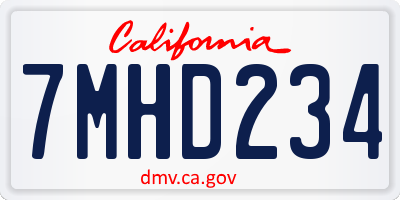 CA license plate 7MHD234