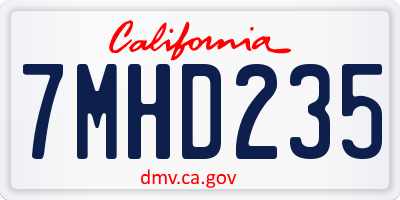 CA license plate 7MHD235