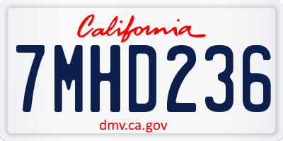 CA license plate 7MHD236