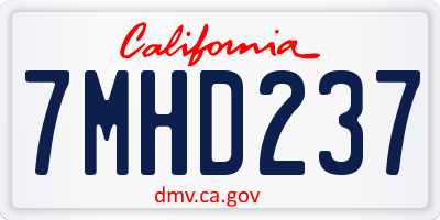 CA license plate 7MHD237