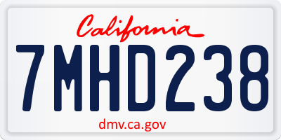 CA license plate 7MHD238