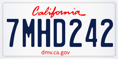 CA license plate 7MHD242