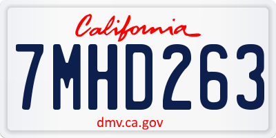 CA license plate 7MHD263