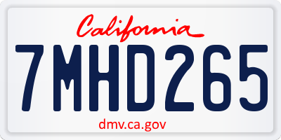 CA license plate 7MHD265