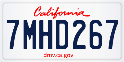 CA license plate 7MHD267