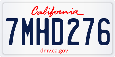 CA license plate 7MHD276