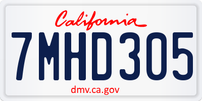 CA license plate 7MHD305