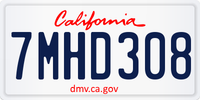 CA license plate 7MHD308