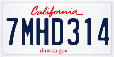 CA license plate 7MHD314