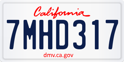 CA license plate 7MHD317