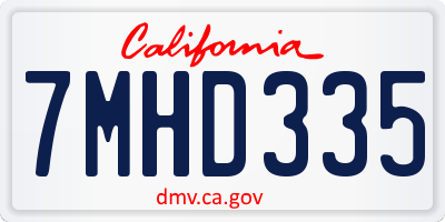 CA license plate 7MHD335