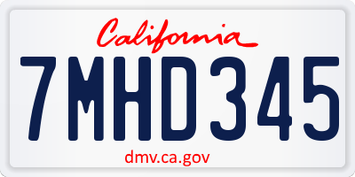 CA license plate 7MHD345