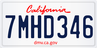 CA license plate 7MHD346