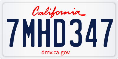 CA license plate 7MHD347