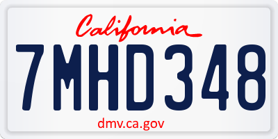 CA license plate 7MHD348