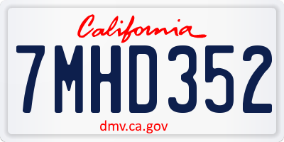 CA license plate 7MHD352