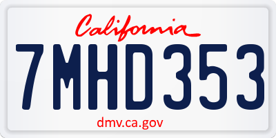 CA license plate 7MHD353