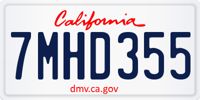 CA license plate 7MHD355