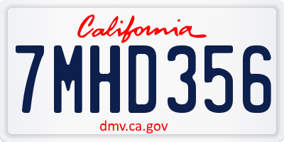 CA license plate 7MHD356