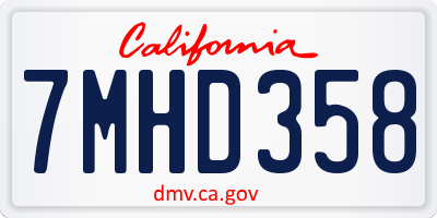 CA license plate 7MHD358