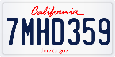 CA license plate 7MHD359