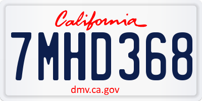 CA license plate 7MHD368