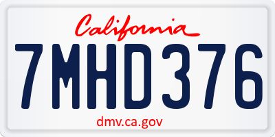 CA license plate 7MHD376