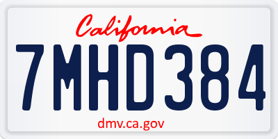 CA license plate 7MHD384